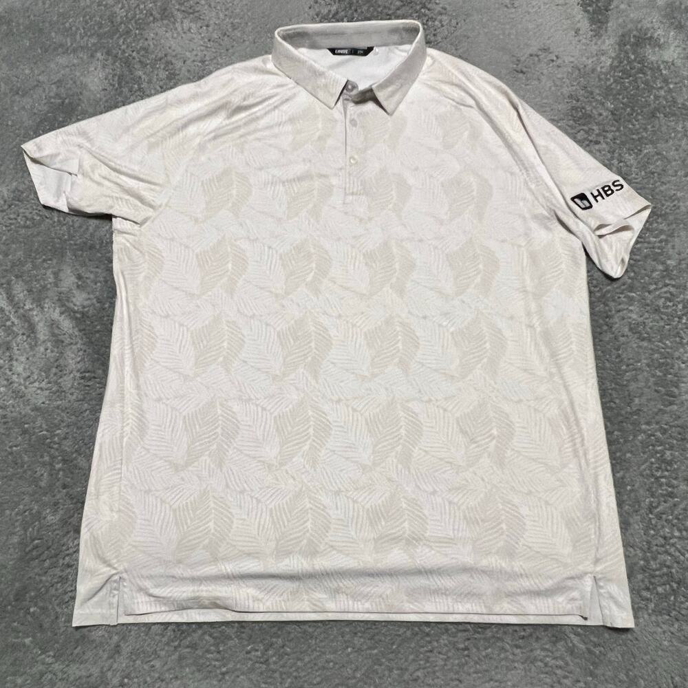 UNRL Polo Shirt Mens XXL Beige Floral All Over Print Performance Stretch